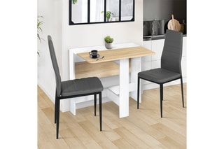 Table console pliable Edi - Imitation bois et blanc