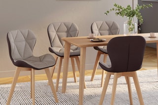 4 chaises Gladys - Structure en bois - Pieds en hévéa - 50 x 79 x 48 cm