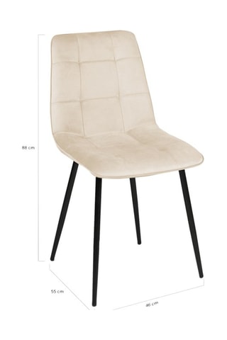 6 chaises Linda - Crème - Revêtement en velours