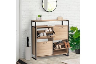 Meuble à chaussures 4 abattants Alan - 100 x 97 x 23 cm