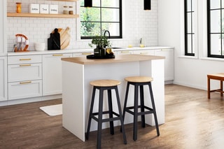 Ilot central de cuisine Dario - Blanc et marron