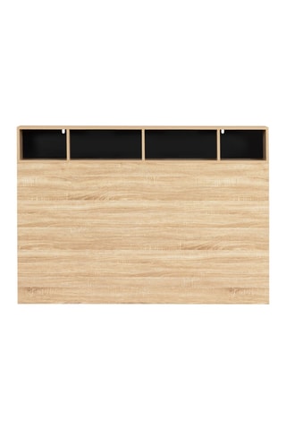 Tête de lit lit 2 portes Léo - Imitation bois et noir