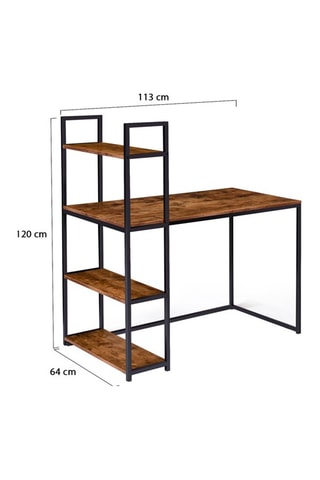 Bureau bibliothèque 2-en-1 Elize - Noir et imitation bois