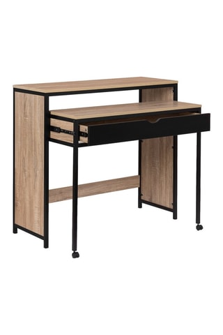 Bureau extensible Manhattan - Noir et imitation bois