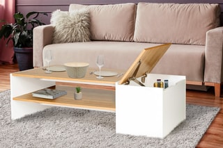 Table basse avec coffre Zoé - Blanc