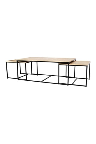 3 tables gigognes Manufacture - Imitation bois et noir