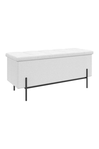Banc-coffre Loan - Blanc et noir - Tissu bouclette