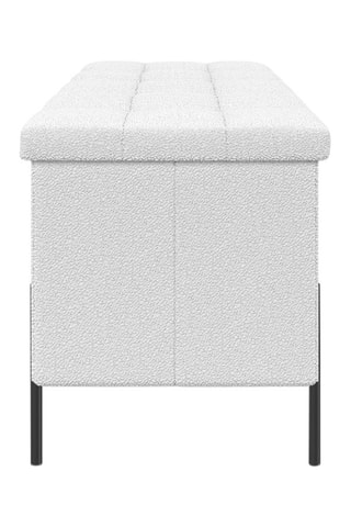 Banc-coffre Loan - Blanc et noir - Tissu bouclette