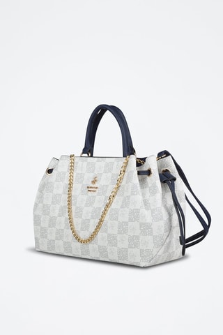 Handtas Wit en Marineblauw