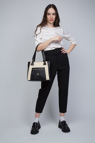 Sac porté épaule Beige et noir