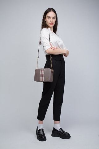 Sac bandoulière Gris et marron foncé