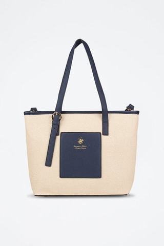 Cabas Beige et bleu marine