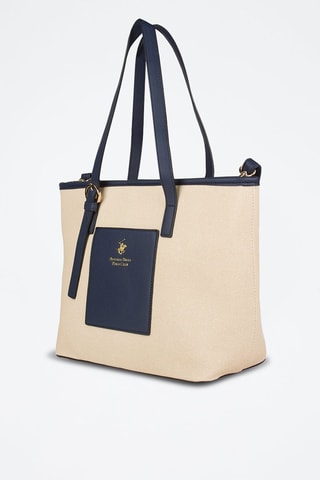 Cabas Beige et bleu marine