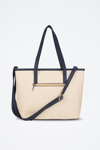 Cabas Beige et bleu marine
