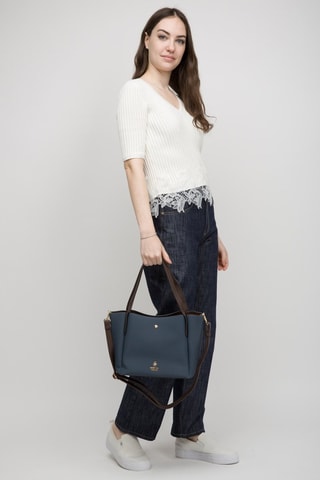 Cabas - Bleu marine et marron