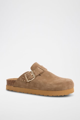 Sabots plateformes en cuir - Marron clair