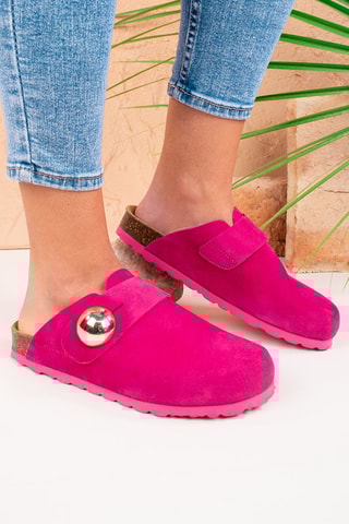 Sabots en cuir - Fuchsia
