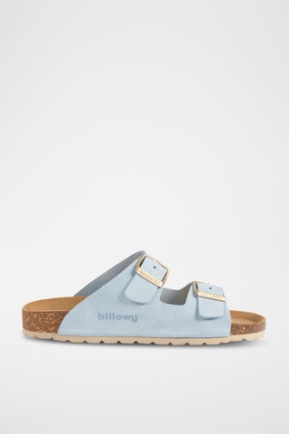 Mules en nubuck - Ciel