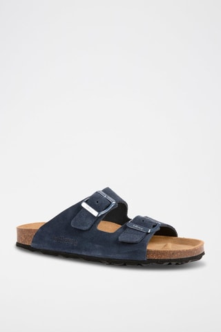 Mules en nubuck - Bleu foncé