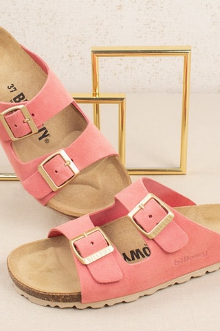 Mules en nubuck - Saumon