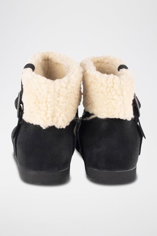 Bottines fourrées en nubuck Rosso - Noir et crème