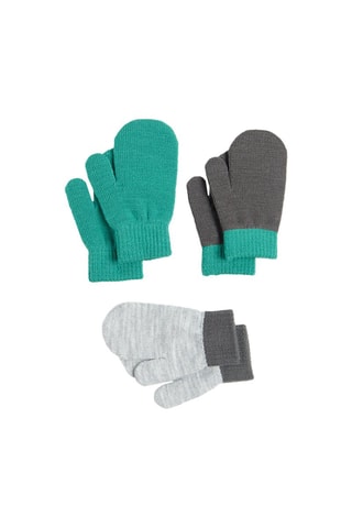 3 paires de moufles Vert et gris