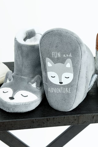 Chaussons fourrés à oreilles - Gris clair