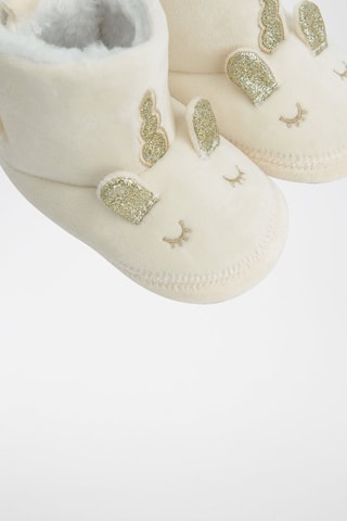 Chaussons fourrés à oreilles - Ecru