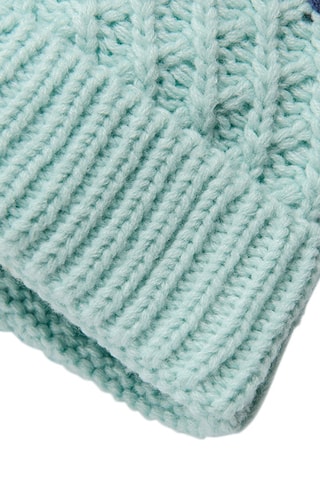 Bonnet à pompon Bleu marine et turquoise