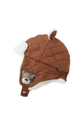 Bonnet aviateur à oreilles et moufles - Marron