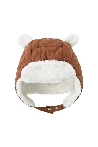 Bonnet aviateur à oreilles et moufles - Marron