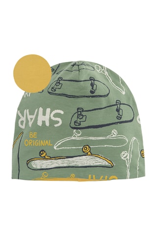 Bonnet réversible - Vert clair et jaune