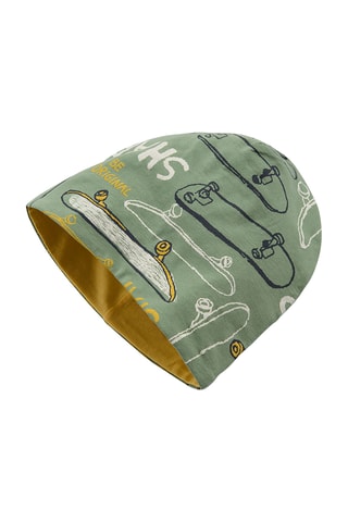 Bonnet réversible - Vert clair et jaune