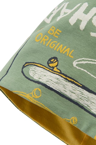 Bonnet réversible - Vert clair et jaune