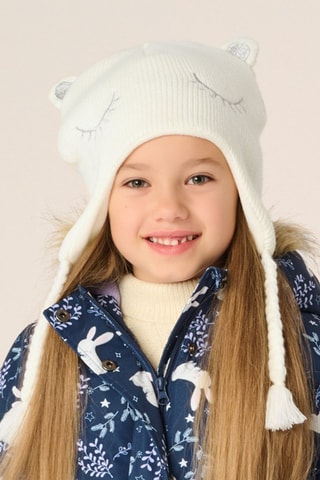 Bonnet aviateur à oreilles - Ecru