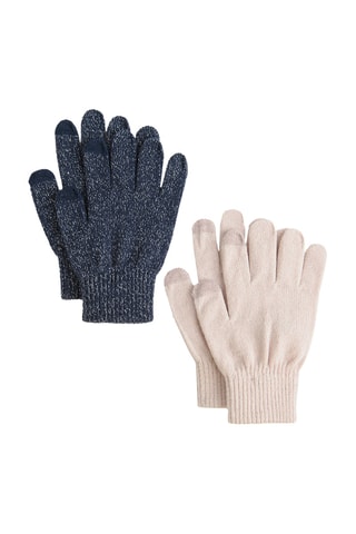 2 paires de gants - Bleu marine et beige