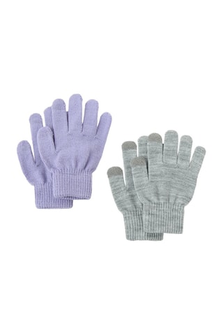 2 gants - Mauve et gris chiné