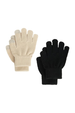 2 gants - Noir et beige