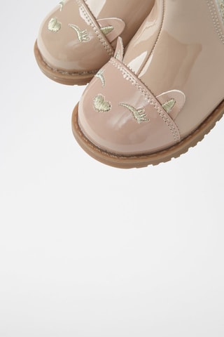 Bottines fourrées vernies - Beige