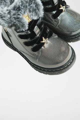 Bottines fourrées vernies - Gris foncé