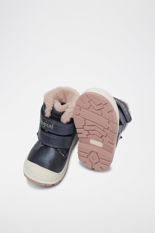 Bottines fourrées Bleu marine et rose poudré