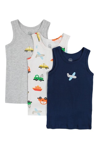 3 débardeurs - Bleu marine, blanc et gris clair chiné