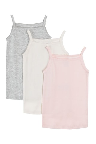 3 débardeurs - Gris chiné, blanc et rose