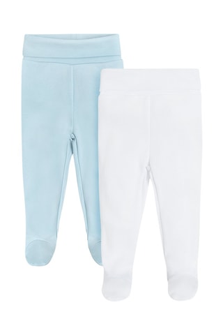 2 pantalons en coton biologique Ciel et blanc