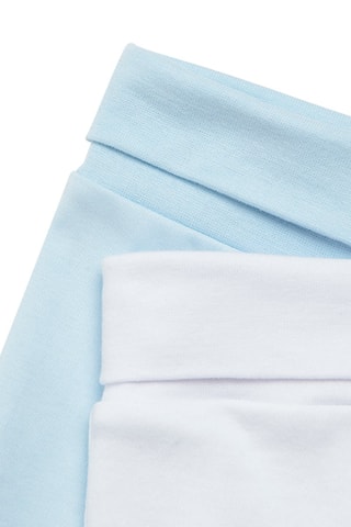 2 pantalons en coton biologique Ciel et blanc
