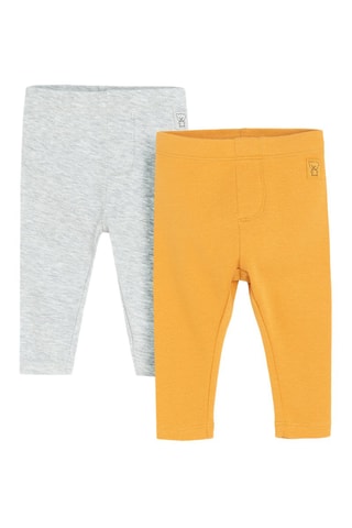 2 pantalons - Gris chiné et moutarde