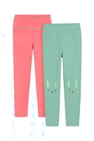 2 treggings - Fuchsia et turquoise