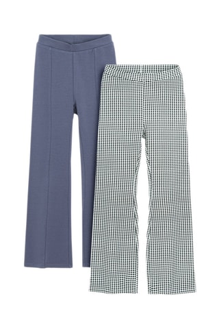 2 pantalons - Bleu cobalt chiné et blanc