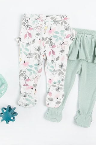 2 pantalons - Blanc et vert d'eau