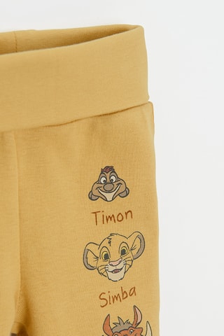 2 pantalons Le Roi Lion Disney - Gris clair chiné et jaune